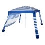 VEVOR Cabaña de Playa con Pared Lateral, Protección Solar UPF 50+, con Sacos de Arena, Toldo Portátil y Ajustable en Altura para Familias, Rayas Azul Marino, 2400 x 2400 x 2400 mm, 4-5 Personas