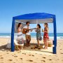 VEVOR Cabaña de Playa 2,4 x 2,4 m, con Pared Lateral, Protección Solar UPF 50+, con Sacos de Arena, Toldo Ajustable en Altura y Portátil para Disfrutar en Familia o con Amigos, Azul Marino Liso