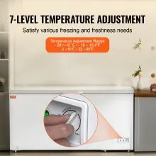VEVOR Congelador Horizontal Grande de 488 L y 4 Cestas Extraíbles Independientes con Puerta Abierta Superior con Tapa de Bloqueo Temperatura Ajustable de 7 Niveles Iluminaciones LED 6 Ruedas