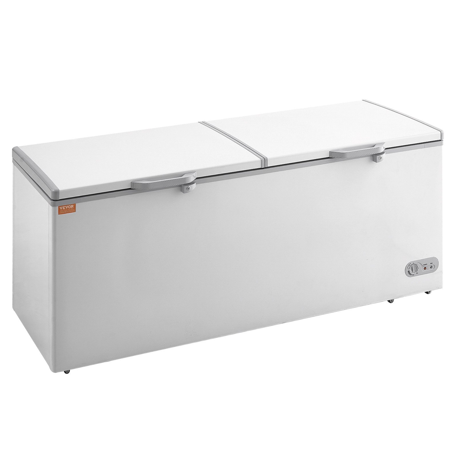 VEVOR Congelador horizontal de 561 L con Tapas de Doble Cierre Divididas Congelador Comercial Independiente y 4 Cestas Extraíbles Temperatura Ajustable de 7 Niveles Luz LED 6 Ruedas