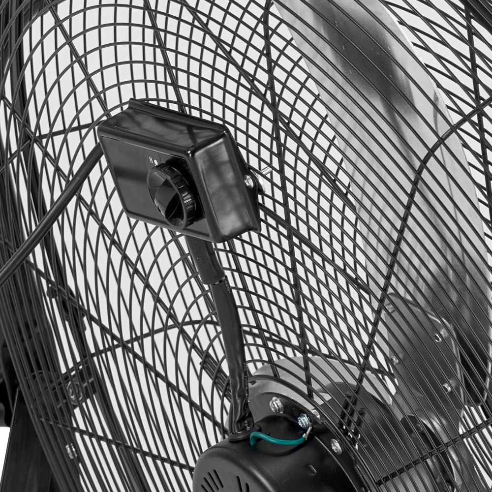 VEVOR Ventilador de Suelo Industrial de 762 mm con 3 Niveles de Velocidades, Inclinación Ajustable 360 Grados, Ventilador de Tambor con Ruedas, Aspas de Aluminio para Garaje Taller Almacén Sótano