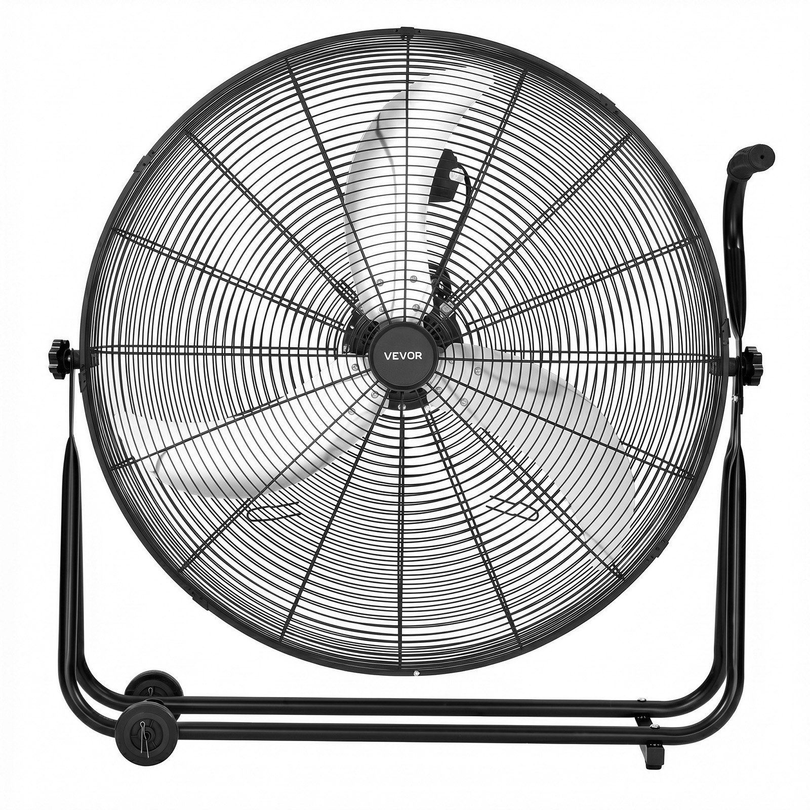 VEVOR Ventilador de Suelo Industrial de 762 mm con 3 Niveles de Velocidades, Inclinación Ajustable 360 Grados, Ventilador de Tambor con Ruedas, Aspas de Aluminio para Garaje Taller Almacén Sótano
