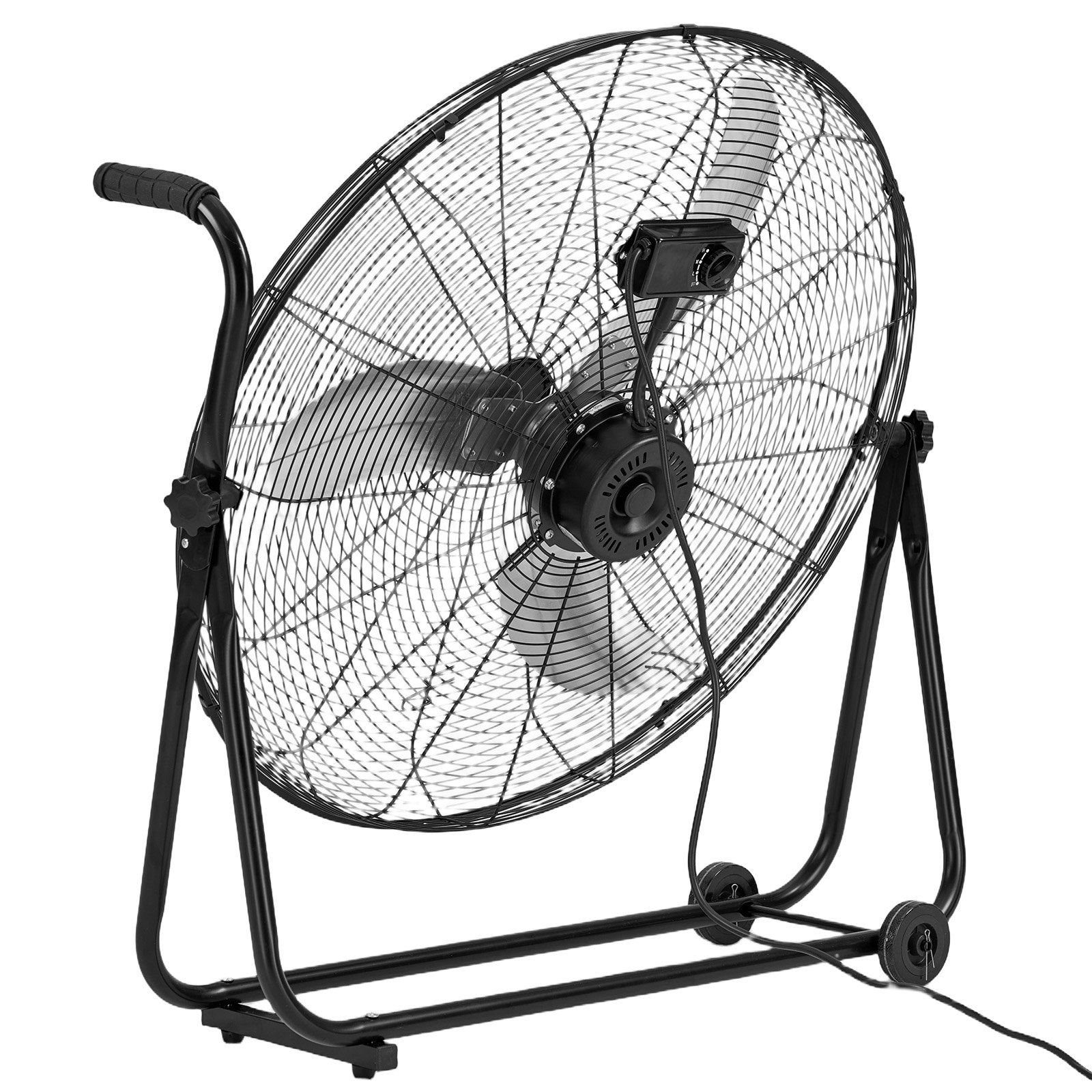 VEVOR Ventilador de Suelo Industrial de 762 mm con 3 Niveles de Velocidades, Inclinación Ajustable 360 Grados, Ventilador de Tambor con Ruedas, Aspas de Aluminio para Garaje Taller Almacén Sótano