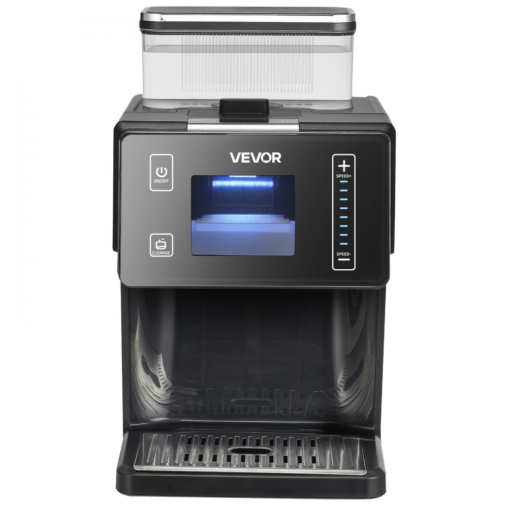 VEVOR Máquina de Hielo en Copos de Nieve, 20 kg/Día, con Cuchilla de Acero Inoxidable, con Tanque 0,8 L y Enfriamiento Rápido en 90 s, Ideal para Eventos Pequeños en Casa, 8 Velocidades, Negro
