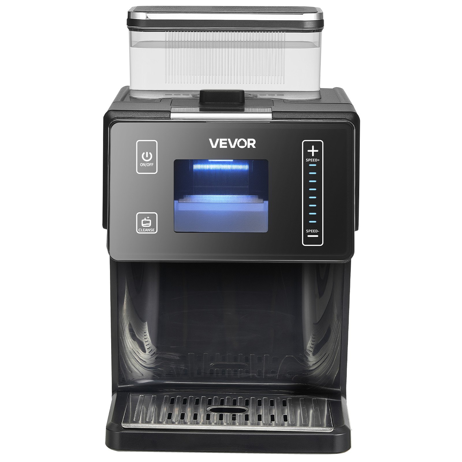 VEVOR Máquina de Hielo en Copos de Nieve, 20 kg/Día, con Cuchilla de Acero Inoxidable, con Tanque 0,8 L y Enfriamiento Rápido en 90 s, Ideal para Eventos Pequeños en Casa, 8 Velocidades, Negro