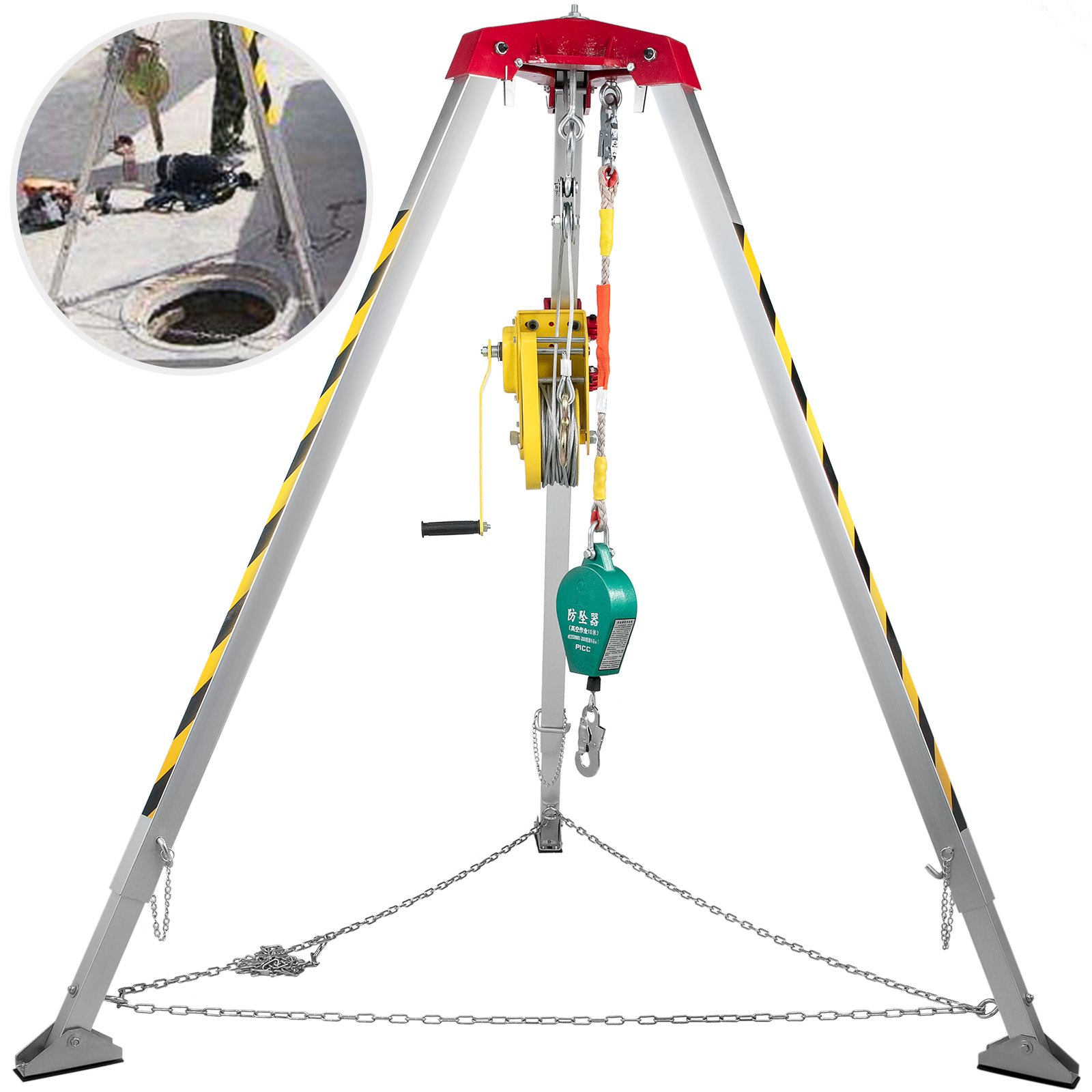 Soporte Aluminio Trípode Construcción Rescate Cabrestante 1800lb Patas De 2,45 M