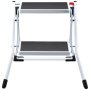 VEVOR Taburete Plegable con 2 Peldaños Carga de 150kg Escalera de Acero Taburete Ancho Multiusos con Superficie Antideslizante y Almohadillas para Adultos, Niños, Hogar, Cocina, Oficina, Autocaravanas