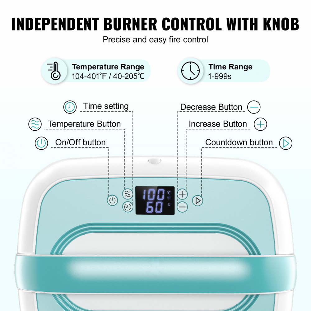 VEVOR Máquina de Impresión con Prensa de Calor para Camisetas, 770 W Prensa de Transferencia con Apagado Automático, Protección Contra Sobrecalentamiento y Ajuste de Tiempo, Color Blanco y Verde
