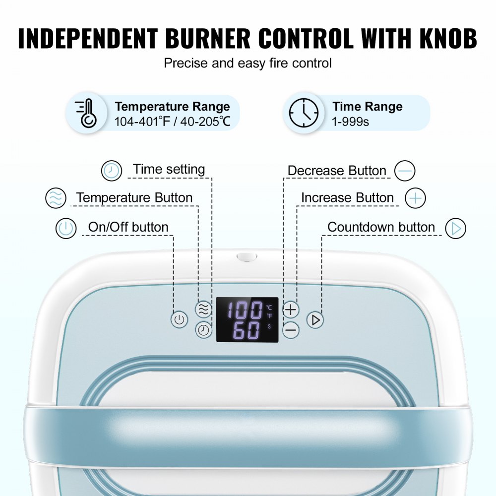 VEVOR Máquina de Impresión con Prensa de Calor para Camisetas, 770 W Prensa de Transferencia con Apagado Automático, Protección Contra Sobrecalentamiento y Ajuste de Tiempo, Color Blanco y Azul