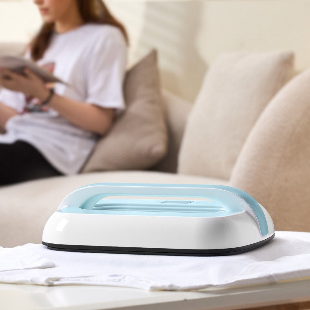 VEVOR Máquina de Impresión con Prensa de Calor para Camisetas, 770 W Prensa de Transferencia con Apagado Automático, Protección Contra Sobrecalentamiento y Ajuste de Tiempo, Color Blanco y Azul
