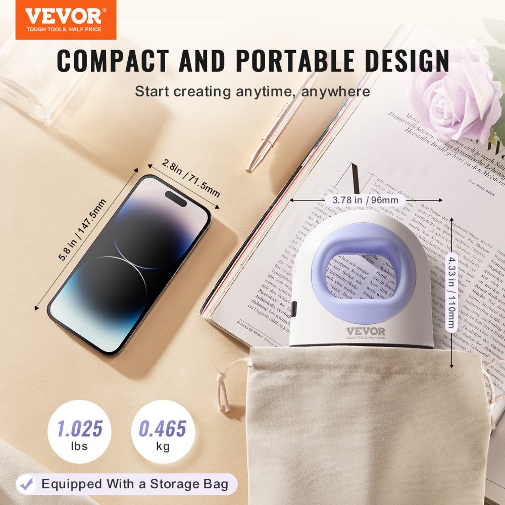 VEVOR Mini Máquina de Prensado Térmico Prensa Térmica Pequeña con Control de Temperatura de 3 Niveles y Apagado Automático, Máquina de Sublimación para Camisetas/Gorras/Posavasos, Azul y Blanco