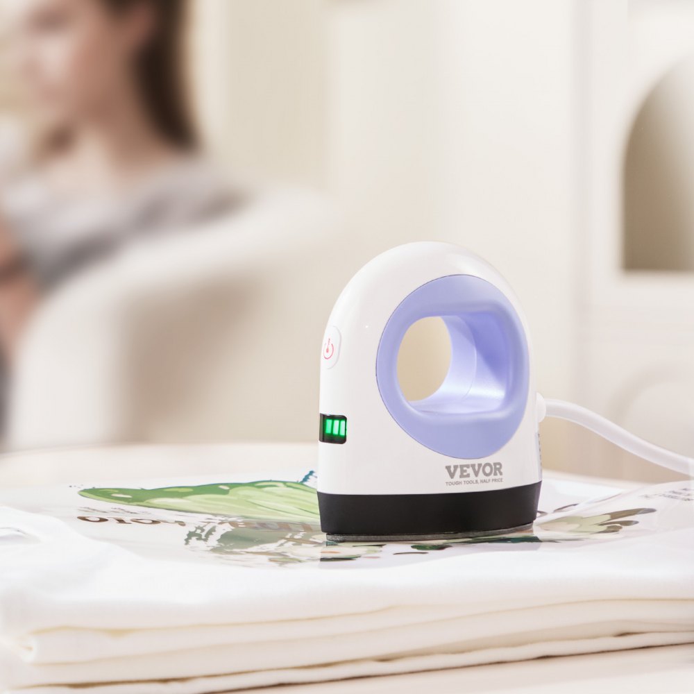 VEVOR Mini Máquina de Prensado Térmico Prensa Térmica Pequeña con Control de Temperatura de 3 Niveles y Apagado Automático, Máquina de Sublimación para Camisetas/Gorras/Posavasos, Azul y Blanco