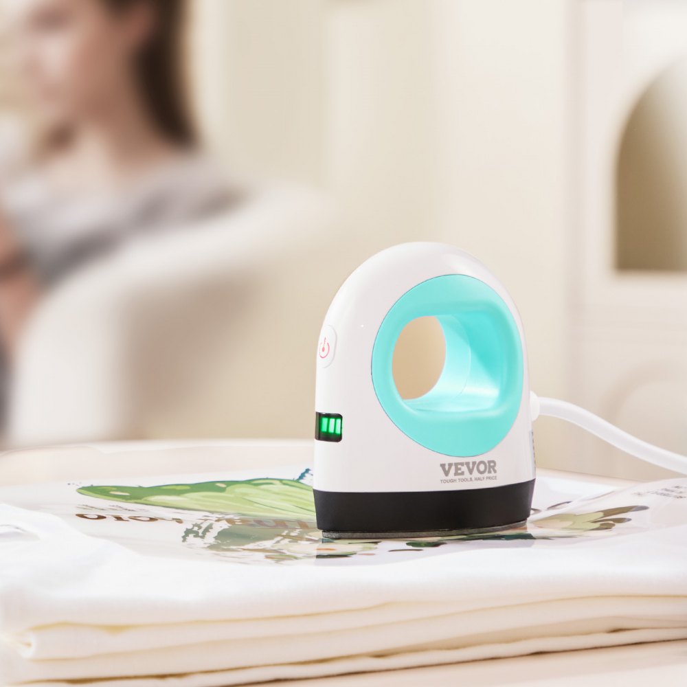 VEVOR Mini Máquina de Prensado Térmico Prensa Térmica Pequeña con Control de Temperatura de 3 Niveles y Apagado Automático, Máquina de Sublimación para Camisetas/Gorras/Posavasos, Verde y Blanco