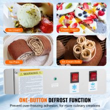 VEVOR Máquina para Hacer Helados Fritos Bandeja para Helados Fritos de 28 x 24 cm Plancha para Helados Enrollados de Acero Inoxidable con Compresor y 2 Raspadores para Hacer Helados, Yogur Helado