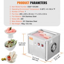 VEVOR Máquina para Hacer Helados Fritos Bandeja para Helados Fritos de 28 x 24 cm Plancha para Helados Enrollados de Acero Inoxidable con Compresor y 2 Raspadores para Hacer Helados, Yogur Helado