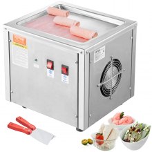 VEVOR Máquina para Hacer Helados Fritos Bandeja para Helados Fritos de 28 x 24 cm Plancha para Helados Enrollados de Acero Inoxidable con Compresor y 2 Raspadores para Hacer Helados, Yogur Helado