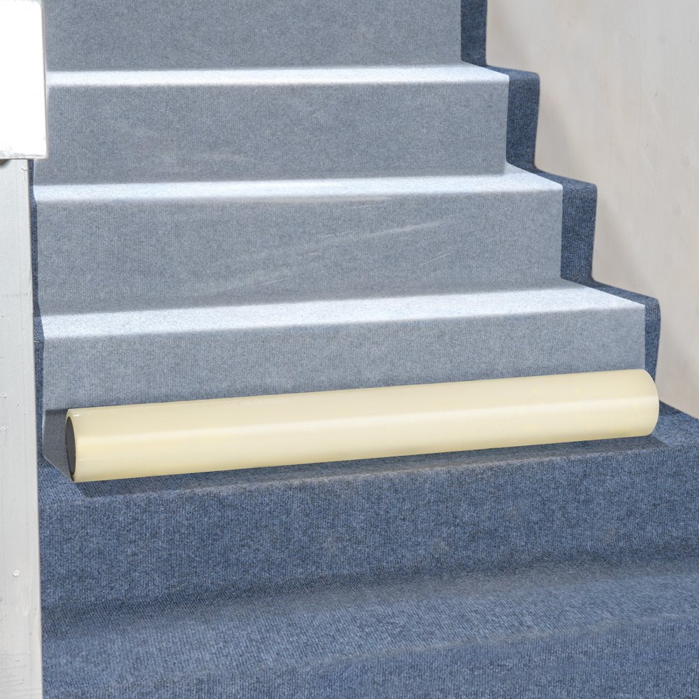 VEVOR Película Protectora para Alfombra 9,2 x 61 m con Respaldo Adhesivo, Rollo de Polietileno Autoadhesivo Antideslizante Resistente a Rayones y Derrames para Construcción, Pintura y Renovación