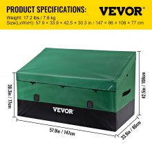 VEVOR Caja de Almacenamiento para Exteriores 230 Galones Arcón de Almacenaje para Jardín Tela Lona de PE Baúl de Almacenamiento Portátil 147 x 86 x 108 x 77 cm para Piscina Patio Jardín Garaje Verde
