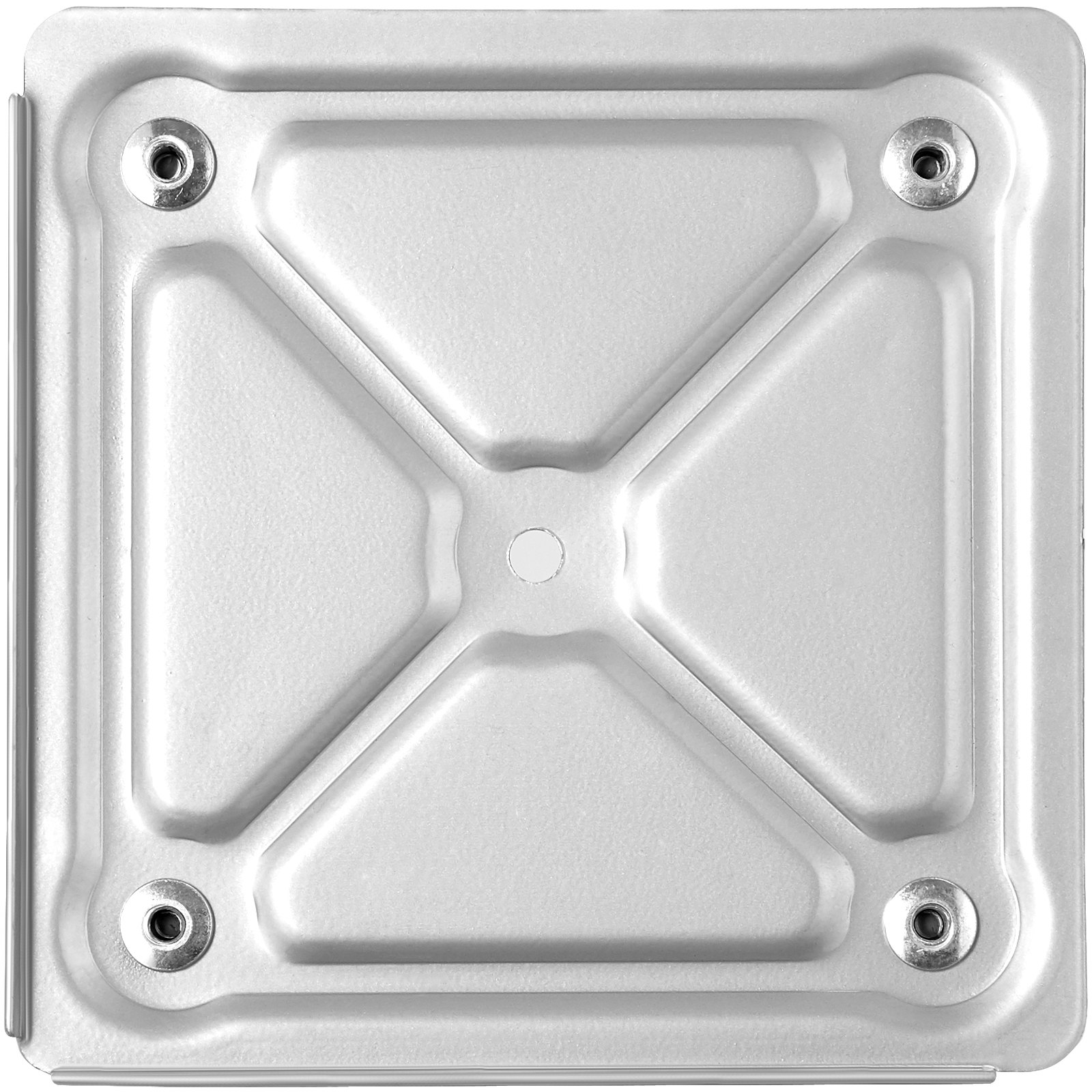 Plataforma de metal para muebles VEVOR con cuatro orificios para tornillos y superficie texturizada.