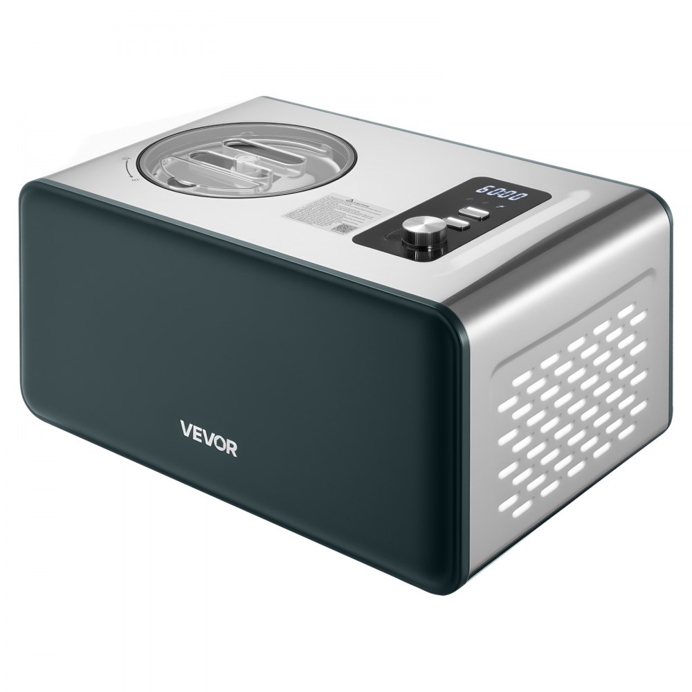 VEVOR Máquina Automática para Hacer Helados 1,5 L con Compresor Incorporado sin Precongelación Heladera Automática de 3 Modos 425 x 290 x 245 mm con Tapa Transparente para Cocina Doméstica, Negro