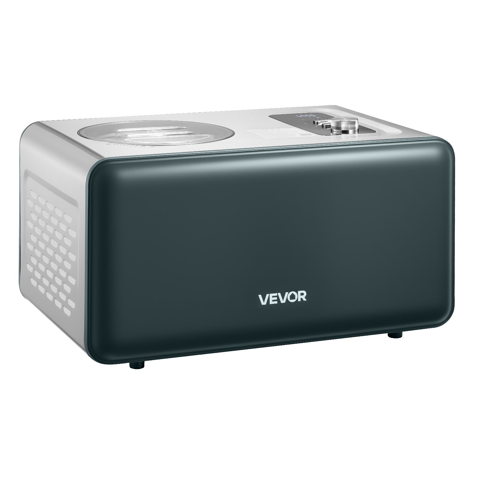 VEVOR Máquina Automática para Hacer Helados 1,5 L con Compresor Incorporado sin Precongelación Heladera Automática de 3 Modos 425 x 290 x 245 mm con Tapa Transparente para Cocina Doméstica, Negro