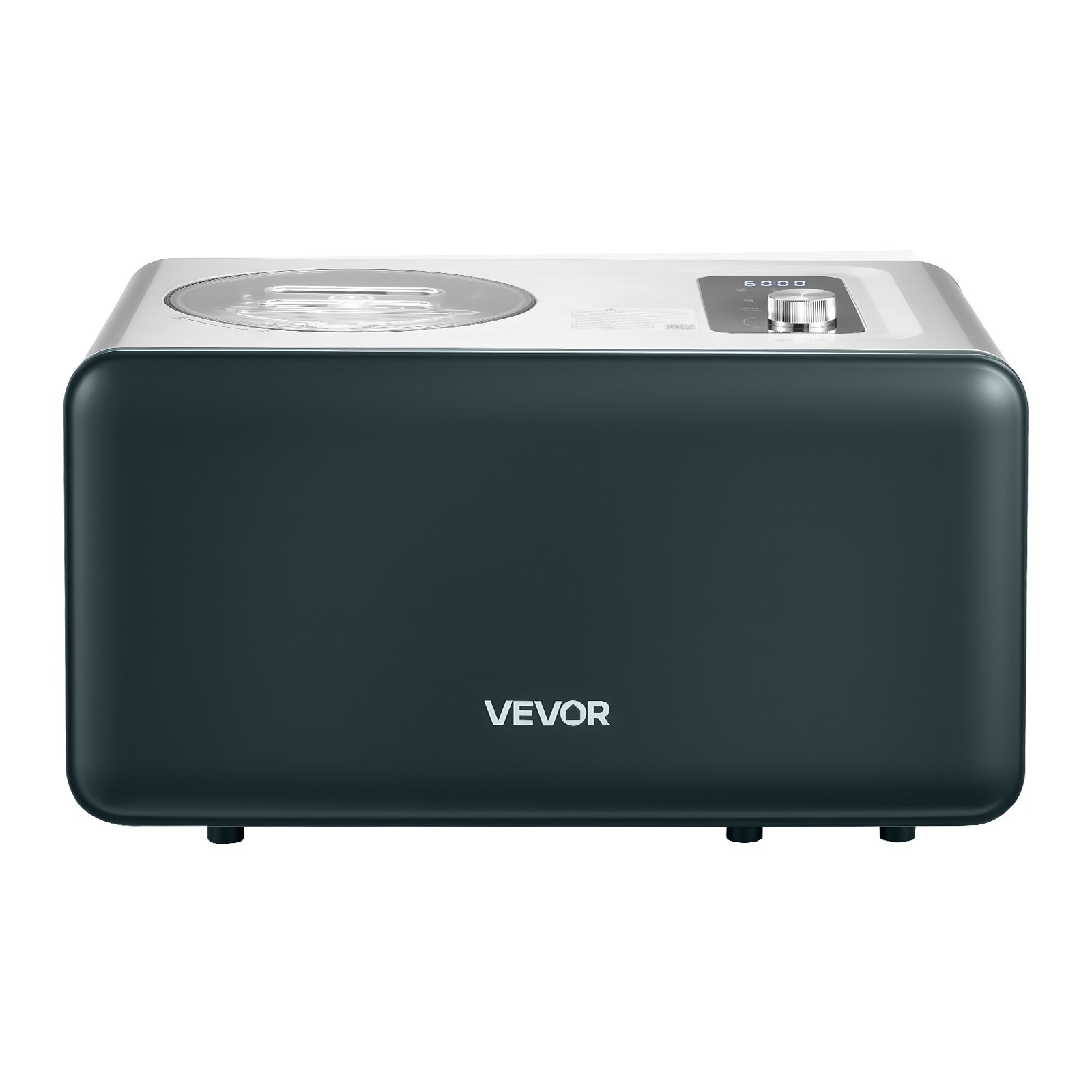 VEVOR Máquina Automática para Hacer Helados 1,5 L con Compresor Incorporado sin Precongelación Heladera Automática de 3 Modos 425 x 290 x 245 mm con Tapa Transparente para Cocina Doméstica, Negro