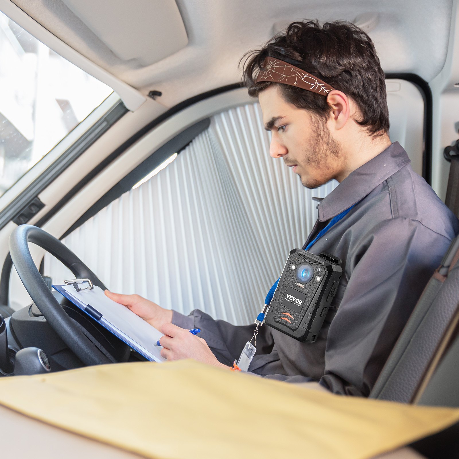 VEVOR 1440P HD Police Body Camera, 128GB Bodycam with Audio-Video Recording, Built-in 3500mAh Battery, 2.0" LCD, Infrared Night Vision, Waterproof GPS Personal Bodycam for Law Enforcement