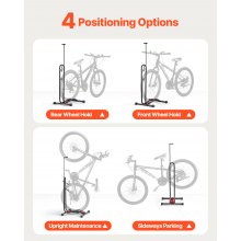 VEVOR Soporte para Bicicletas de Montaña y Carretera de 406,4-700 mm Vertical y Horizontal Portabicicletas de Suelo para Estacionamiento y Almacenamiento en Garaje, Porche, Interior, Exterior, Negro