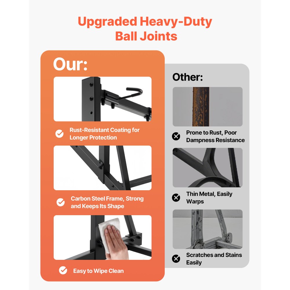 VEVOR Soporte de Suelo para hasta 5 Bicicletas Aparcabicicletas Carga de 136 kg Estacionamiento para Bicicletas de Acero al Carbono para Hogar, Patio, Garaje, Aparcamiento, Interior, Exterior