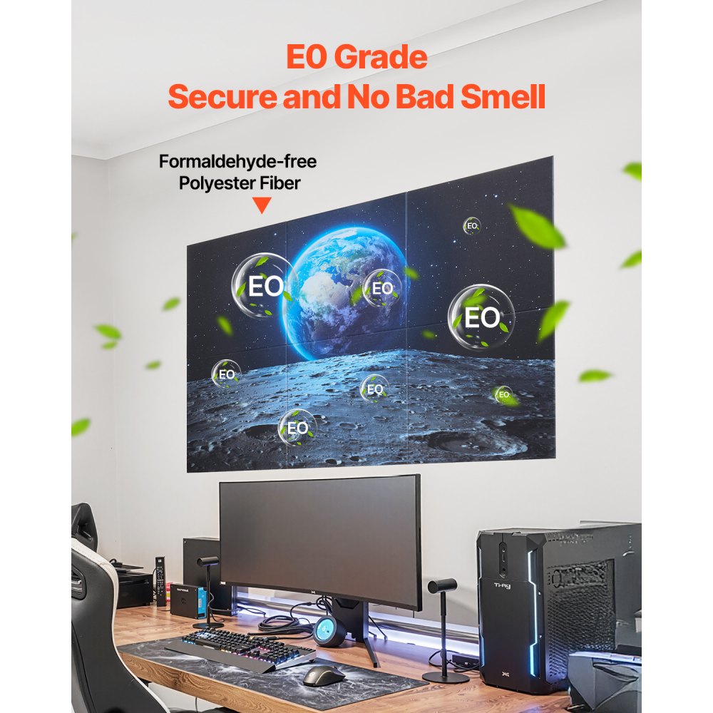 VEVOR Paneles Acústicos Artísticos, 6 uds, 600 x 600 x 10 mm, Baldosas de Pared Insonorizadas, Absorbentes de Sonido Decorativos Autoadhesivos para el Hogar, Oficina, Estudio, Teatro, Tierra