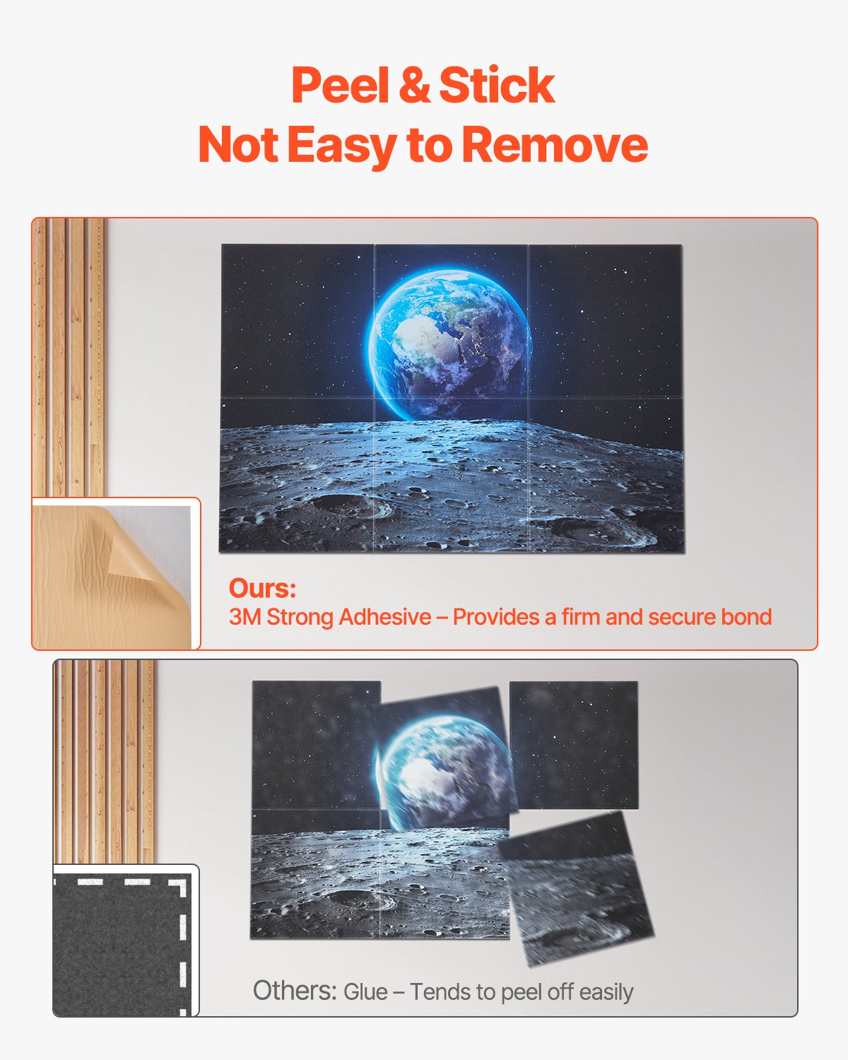 VEVOR Paneles Acústicos Artísticos, 6 uds, 600 x 600 x 10 mm, Baldosas de Pared Insonorizadas, Absorbentes de Sonido Decorativos Autoadhesivos para el Hogar, Oficina, Estudio, Teatro, Tierra