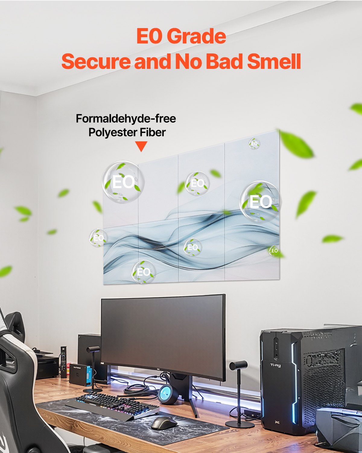 VEVOR Paneles Acústicos Artísticos, 8 uds, 400 x 300 x 10 mm, Baldosas de Pared Insonorizadas, Absorbentes de Sonido Decorativos Autoadhesivos para el Hogar, Oficina, Estudio, Teatro, Seda Ligera