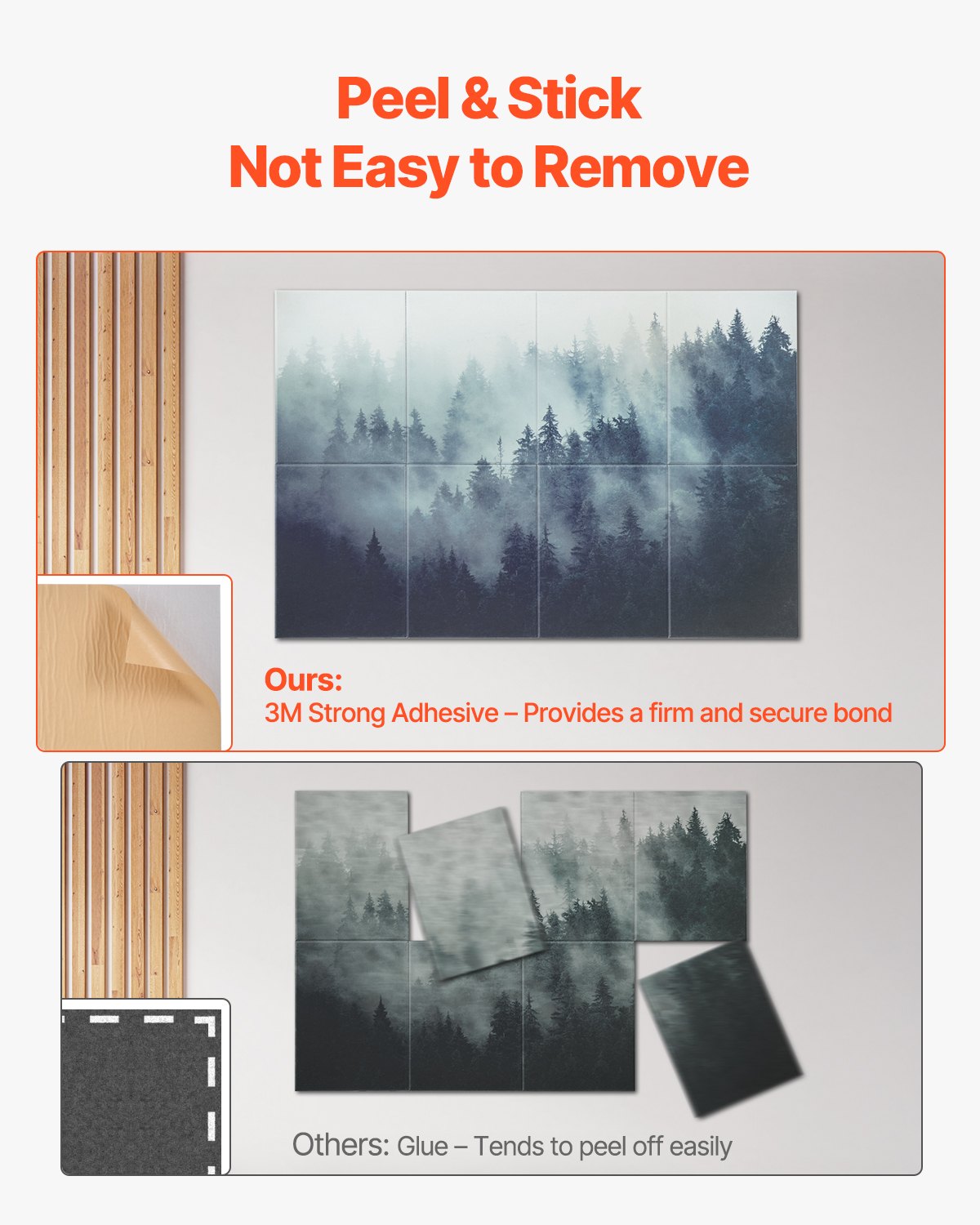 VEVOR 8-pack acoustic panels, 1200x800x10 mm, acoustic wall panels, self-adhesive, sound-absorbing & sound-dampening panels for home, office, studio, playroom, theater, forest