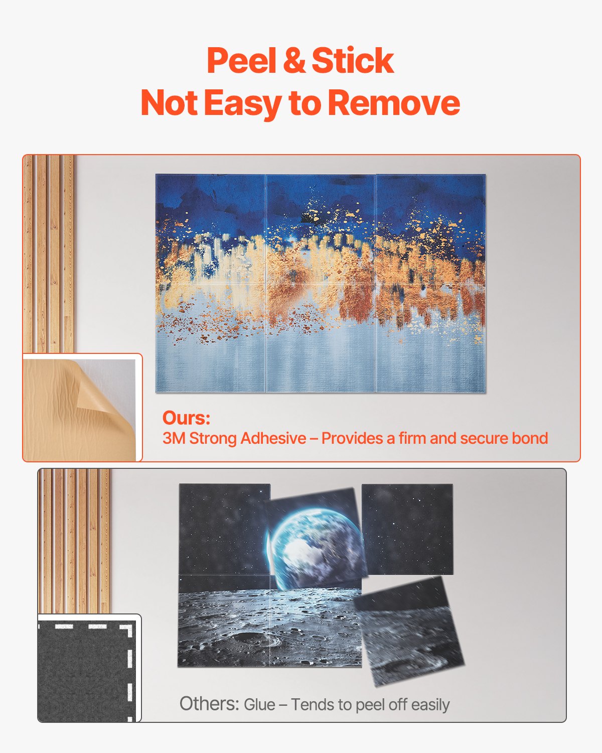 VEVOR Paneles Acústicos Artísticos, 6 uds, 600 x 600 x 10 mm, Baldosas de Pared Insonorizadas, Absorbentes de Sonido Decorativos Autoadhesivos para Hogar, Oficina, Estudio, Pintura al Óleo Clara