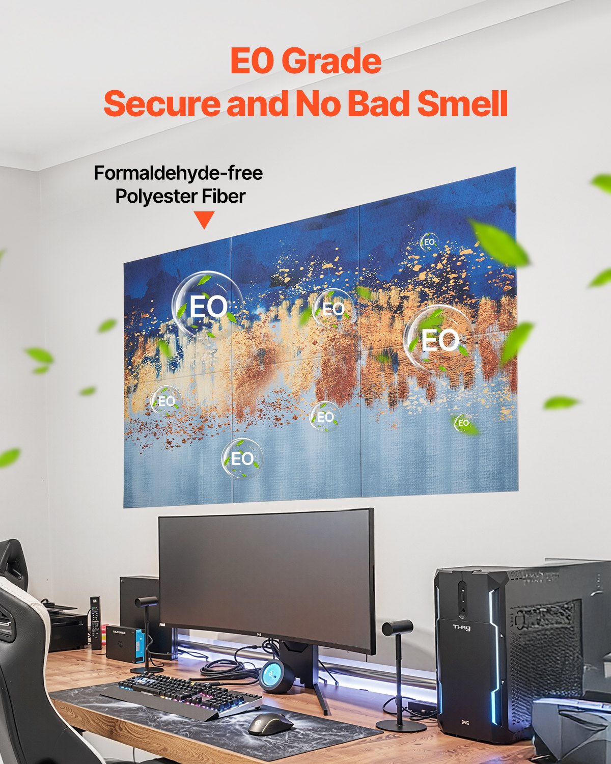 VEVOR Paneles Acústicos Artísticos, 6 uds, 600 x 600 x 10 mm, Baldosas de Pared Insonorizadas, Absorbentes de Sonido Decorativos Autoadhesivos para Hogar, Oficina, Estudio, Pintura al Óleo Clara