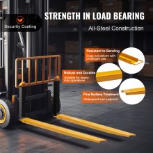 VEVOR Abrazadera de Horquillas de Tractor 1820x140 mm 1 Par de Acero al Carbono Abrazadera en Horquillas de Paletas Carga de 1815 T para Mover y Transportar Cargas Pesadas y Voluminosas, Amarillo