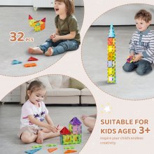 VEVOR 32 PCS Bloques Magnéticos Juguete de Construcción Magnético para Niños