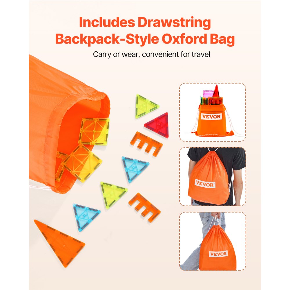 VEVOR 180 PCS de Bloques de Construcción Magnéticos con 2 Bases para Automóviles y Soporte para Noria, Juguete Apilable Sensorial de Construcción Educativa STEM para Niños de 3 Años en Adelante