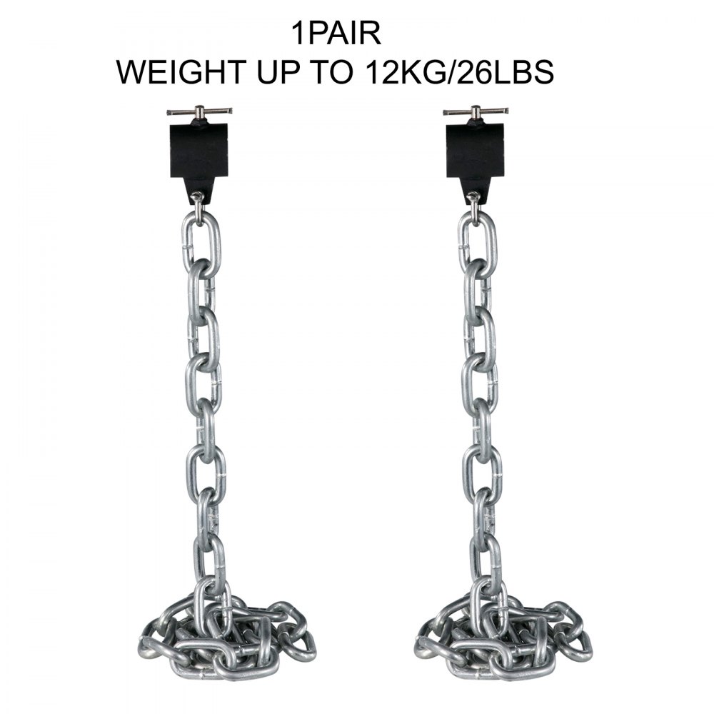 VEVOR Cadenas de Elevación Sólidas para Cuerpo 12 kg Cadenas Levantamiento Pesas Plata 1.6m  Ajustable Enlace Cadena Hueco Olímpicos Cadenas de Entrenamiento para los Entrenamientos Múltiples