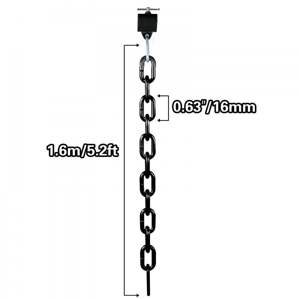 VEVOR Cadenas de Elevación Sólidas para Cuerpo 16 kg Cadenas Levantamiento Pesas Negro 1.6m Ajustable Enlace Cadena Hueco Olímpicos Cadenas de Entrenamiento para los Entrenamientos Múltiples