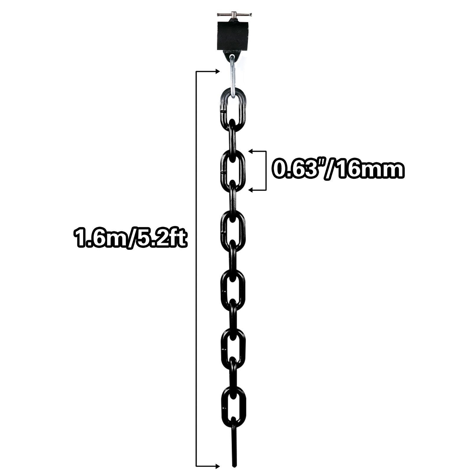 VEVOR Cadenas de Elevación Sólidas para Cuerpo 16 kg Cadenas Levantamiento Pesas Negro 1.6m Ajustable Enlace Cadena Hueco Olímpicos Cadenas de Entrenamiento para los Entrenamientos Múltiples