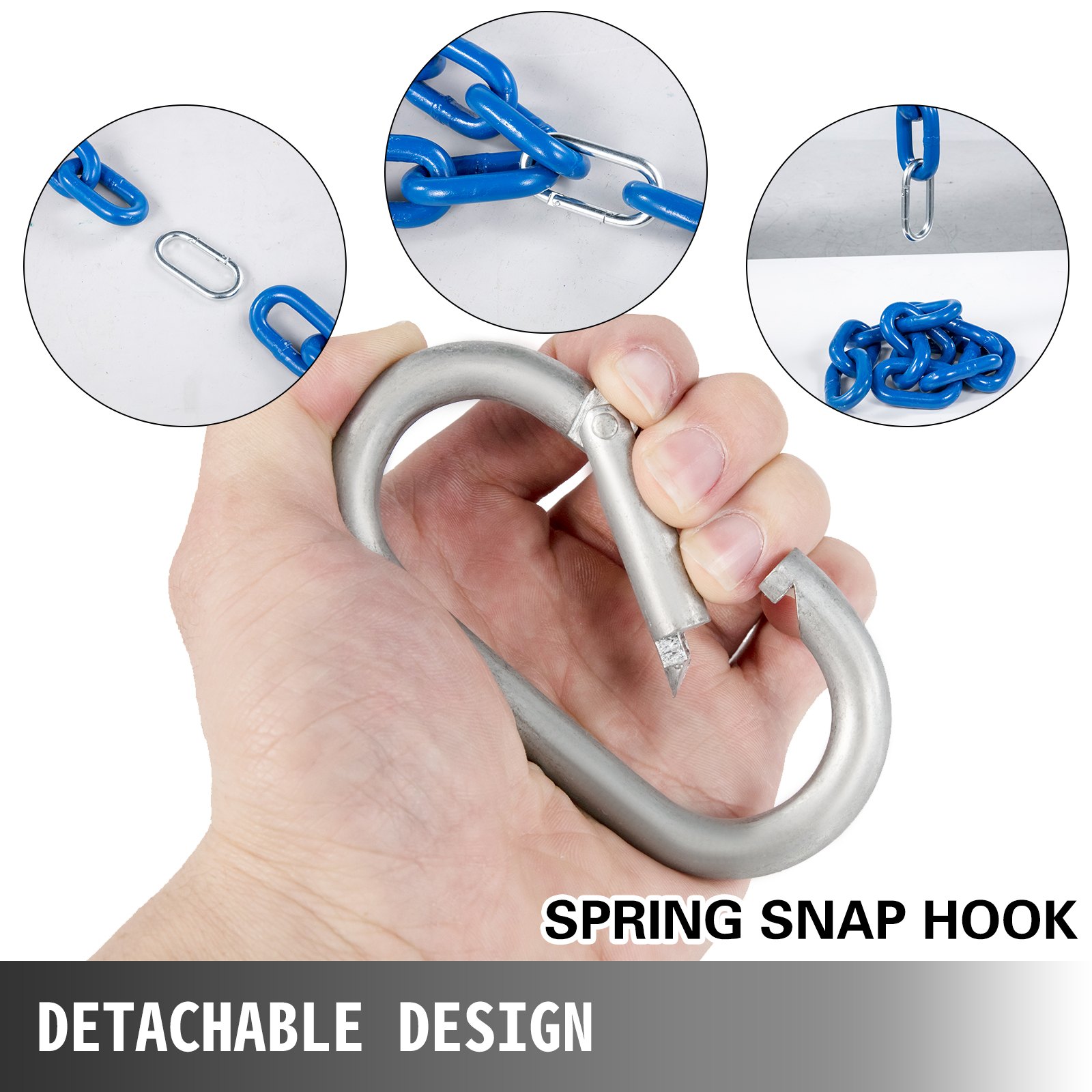 VEVOR Cadenas de Elevación Sólidas para Cuerpo 16 kg Cadenas Levantamiento Pesas Azul 1.6m  Ajustable Enlace Cadena Hueco Olímpicos Cadenas de Entrenamiento para los Entrenamientos Múltiples