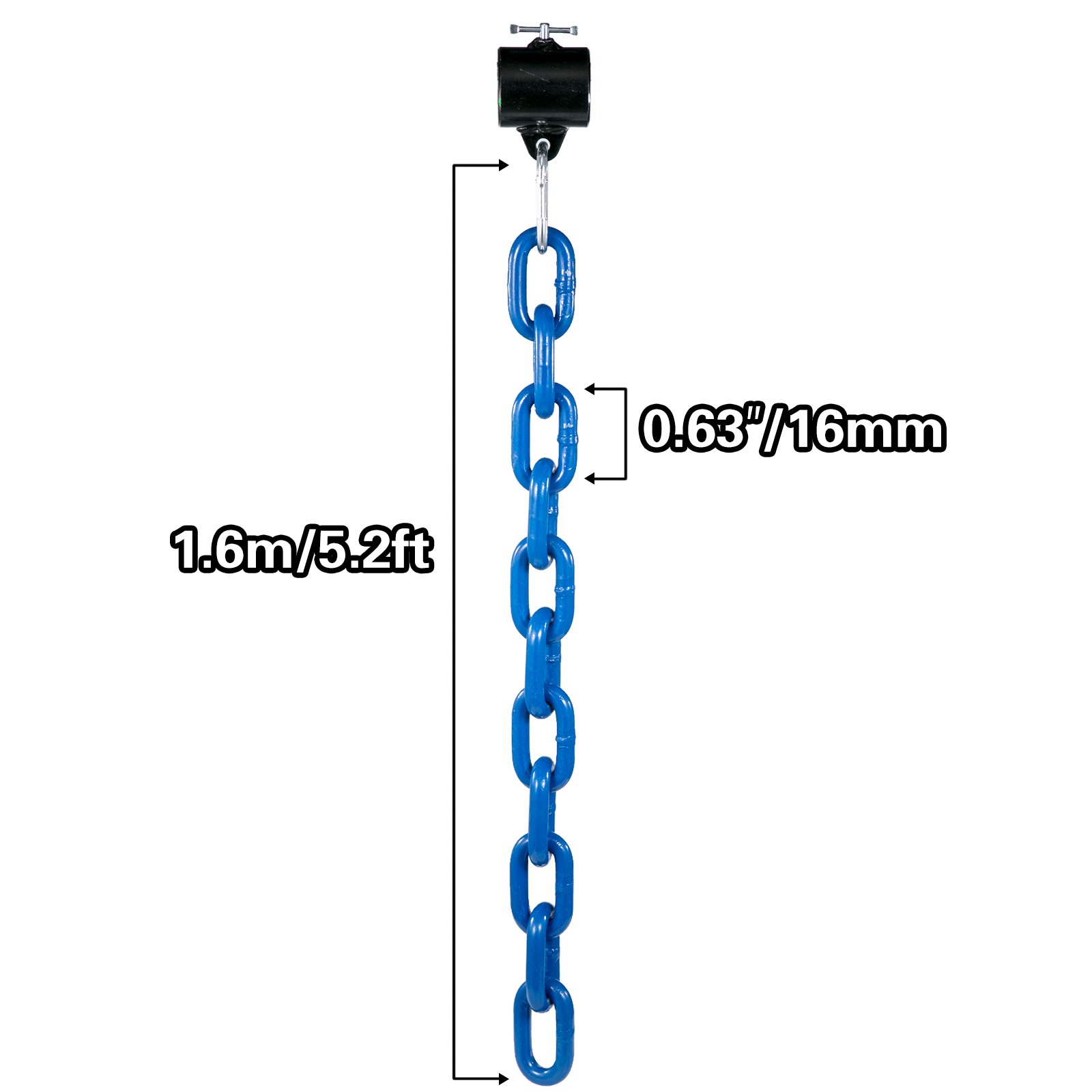 VEVOR Cadenas de Elevación Sólidas para Cuerpo 16 kg Cadenas Levantamiento Pesas Azul 1.6m  Ajustable Enlace Cadena Hueco Olímpicos Cadenas de Entrenamiento para los Entrenamientos Múltiples