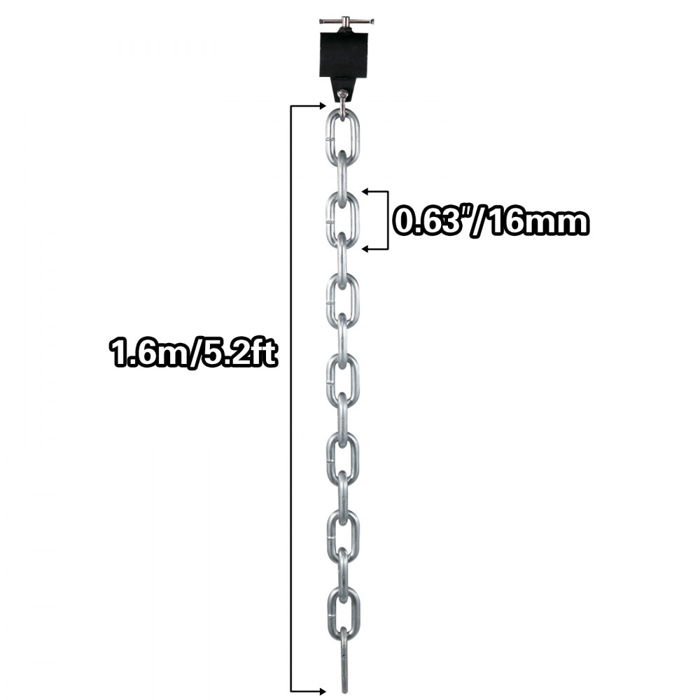 VEVOR Cadenas de Elevación Sólidas para Cuerpo 16 kg Cadena Levantamiento Pesas Plata1.6m Ajustable Enlace Cadena Hueco Olímpicos Color Plata Cadena Entrenamiento para los Entrenamientos Múltiples