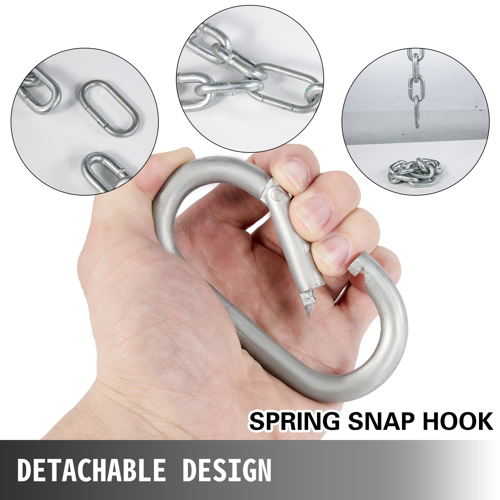 VEVOR Cadenas de Elevación Sólidas para Cuerpo 16 kg Cadena Levantamiento Pesas Plata1.6m Ajustable Enlace Cadena Hueco Olímpicos Color Plata Cadena Entrenamiento para los Entrenamientos Múltiples
