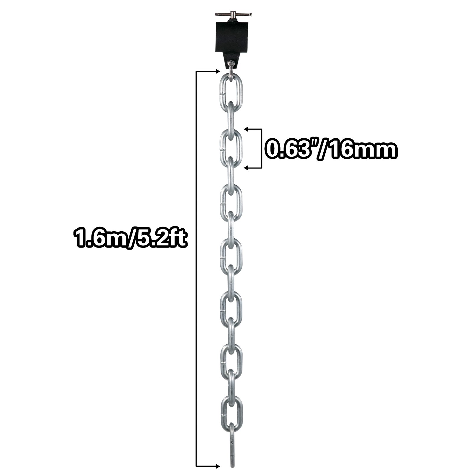 VEVOR Cadenas de Elevación Sólidas para Cuerpo 16 kg Cadena Levantamiento Pesas Plata1.6m Ajustable Enlace Cadena Hueco Olímpicos Color Plata Cadena Entrenamiento para los Entrenamientos Múltiples