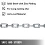 VEVOR Cadenas de Elevación Sólidas para Cuerpo 20 kg Cadena Levantamiento Pesas Plata 1.6m Ajustable Enlace Cadena Hueco Olímpicos Color Plata Cadena Entrenamiento para Entrenamientos Múltiples