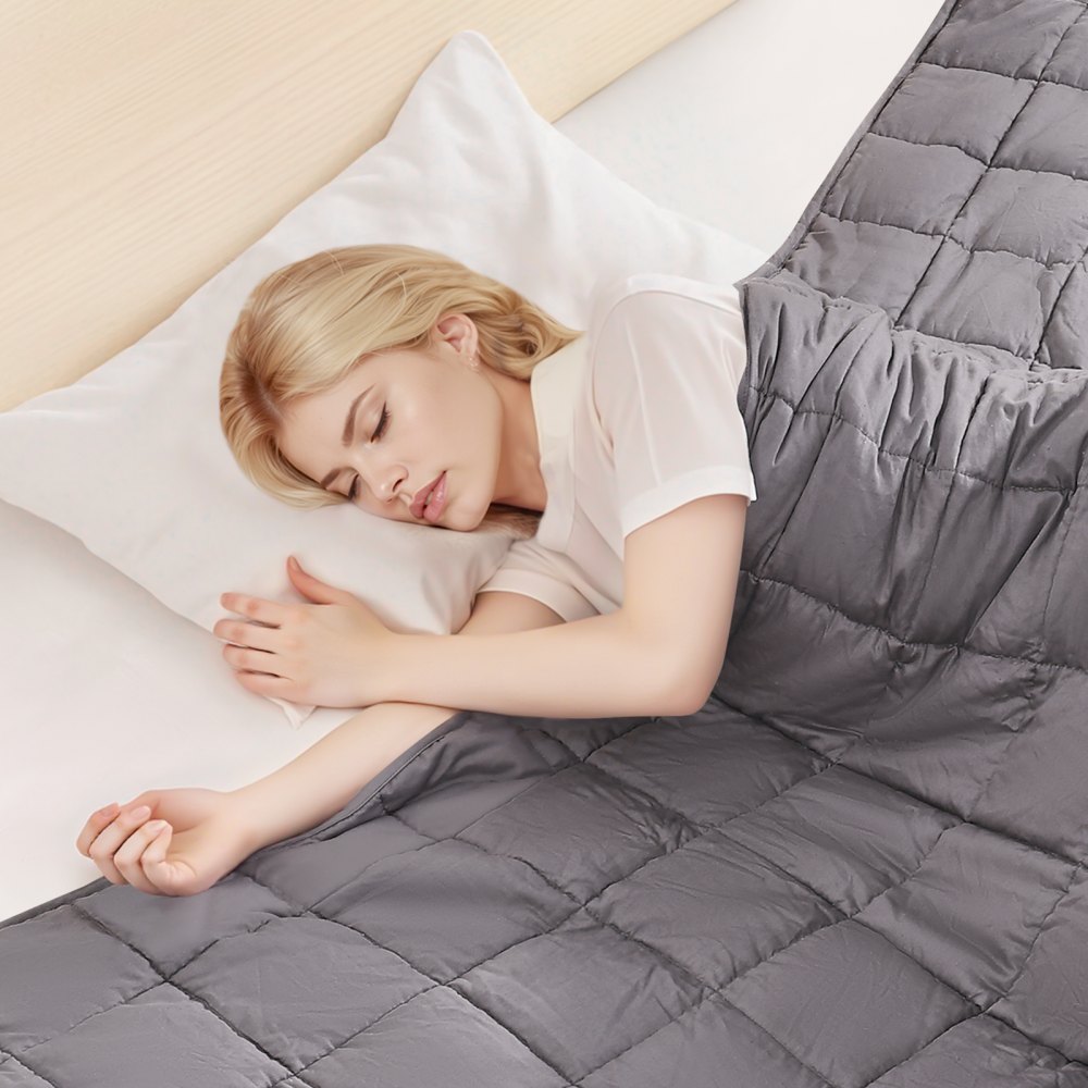 VEVOR Manta con Peso, 11,3 kg, 203 x 220 cm, Tamaño King, Suave, 100 % Algodón, con Perlas de Vidrio, Transpirable, para Adultos 113 a 140 kg, Alivia la Ansiedad y Estrés, Mejora el Sueño, Gris