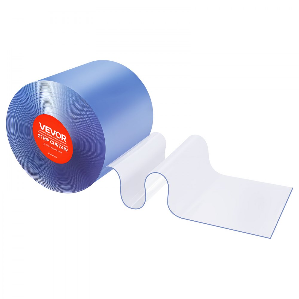 VEVOR Cortina de Puerta​ de PVC 30,8 x 0,3 cm, Rollo de Tiras de Plástico Transparente Espesor de 3 mm, Cortina de Tiras para Puertas de Supermercado, Fábrica, Almacén, Centros Comerciales, Garaje
