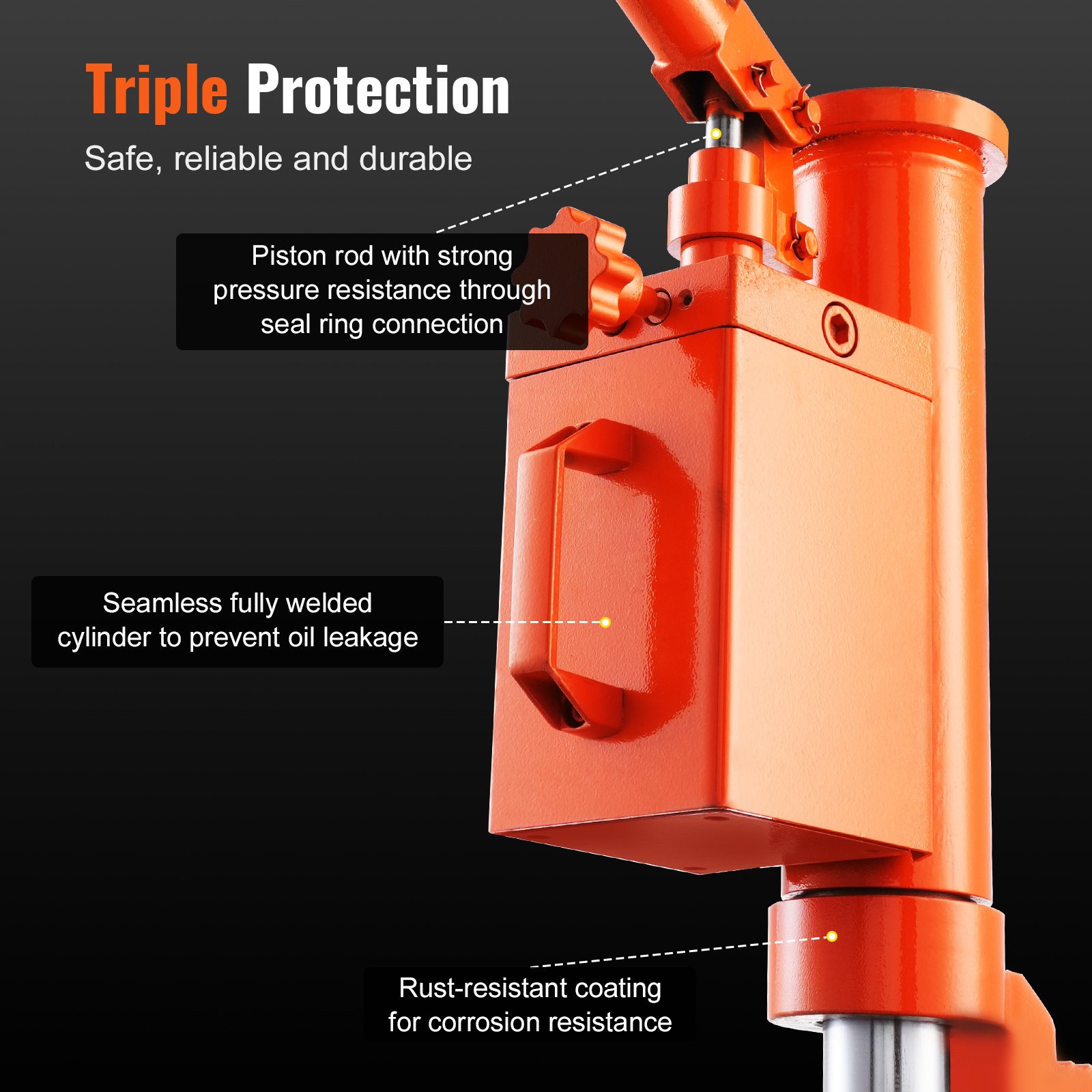 VEVOR Gato de Pierna Gato de Pierna 5 T Gato Hidráulico para Máquina Capacidad de Elevación 10 T Superior Altura de Pierna 25-230 mm Altura Superior 370-570 mm para Maquinaria De Elevación, Industria